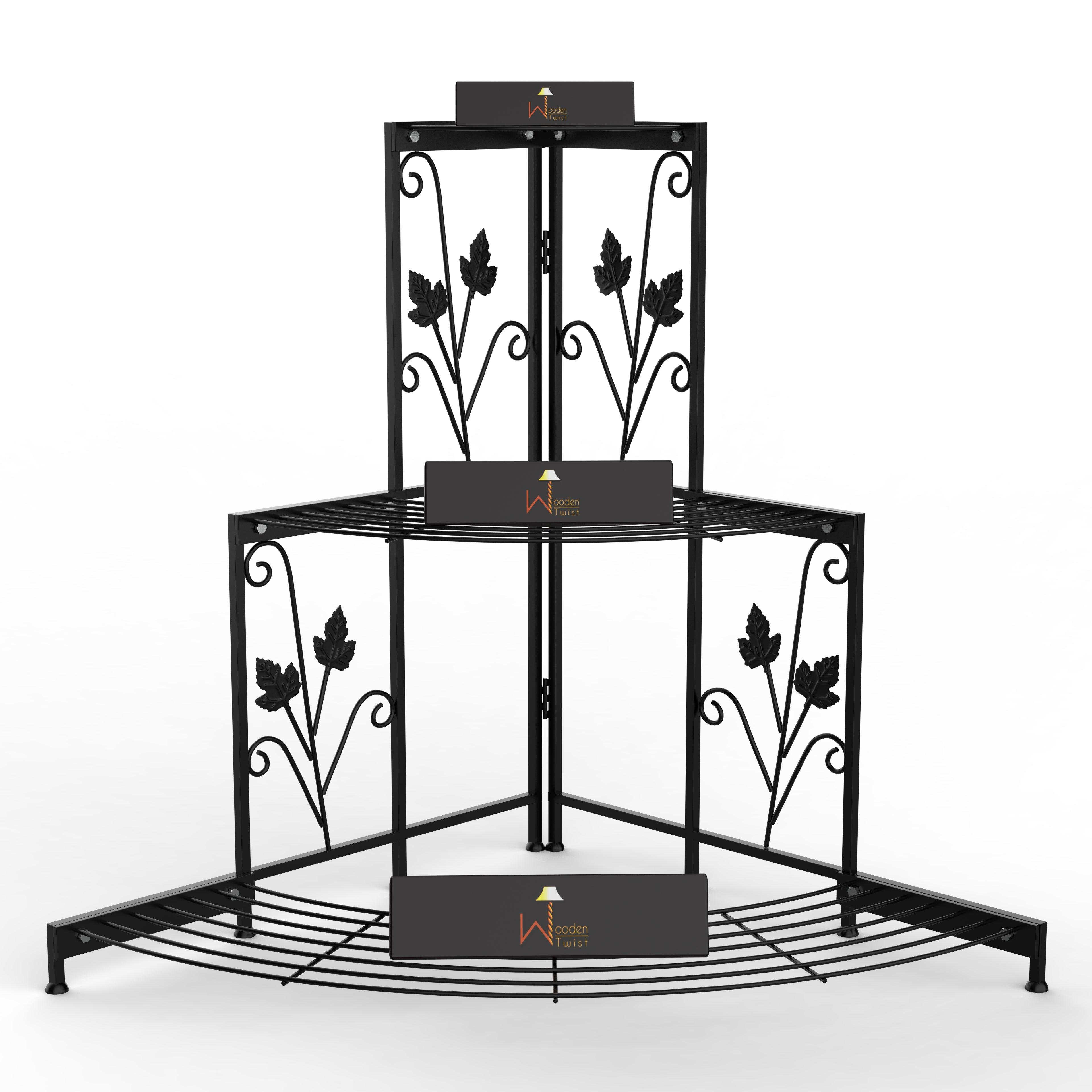 3 Tier Plant Stand Flor Corner Shelf - WoodenTwist