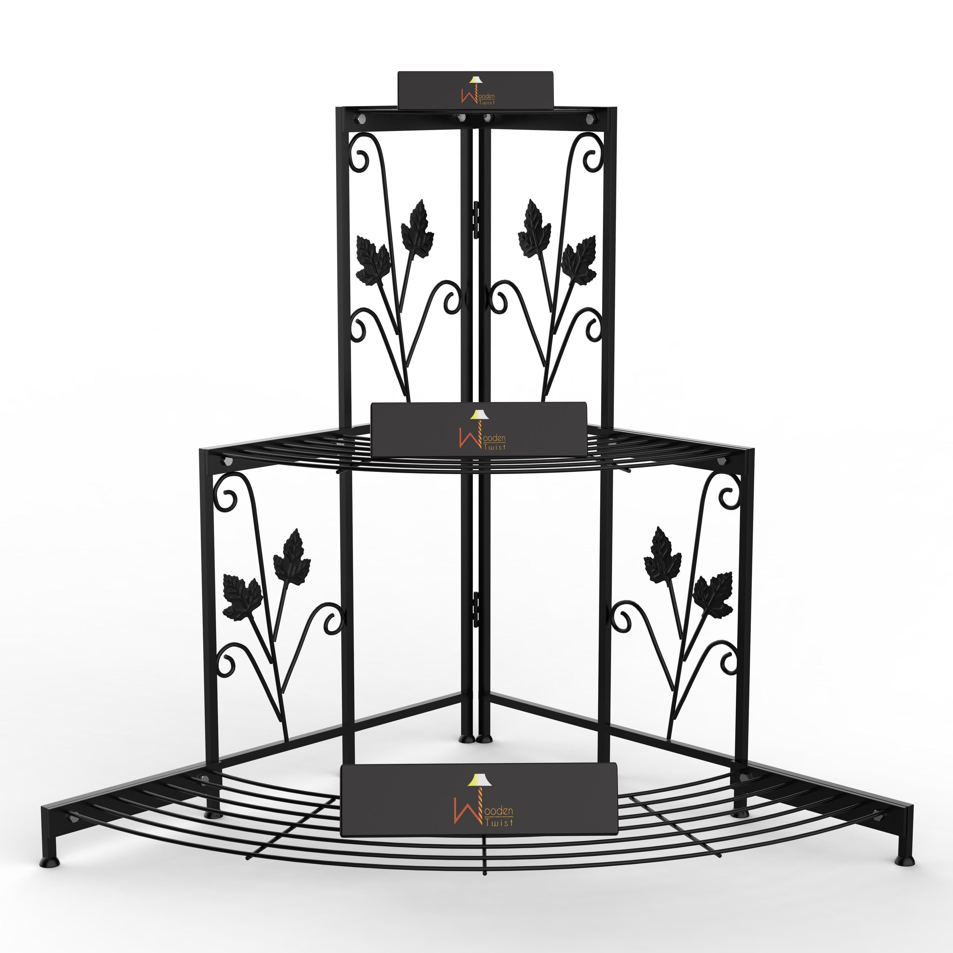 3 Tier Plant Stand Flor Corner Shelf - WoodenTwist