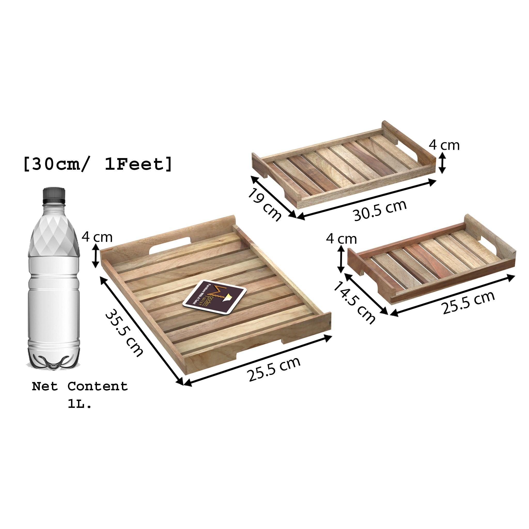 Teak Wood Serving Tray/Table Décor (Set of 3) - WoodenTwist