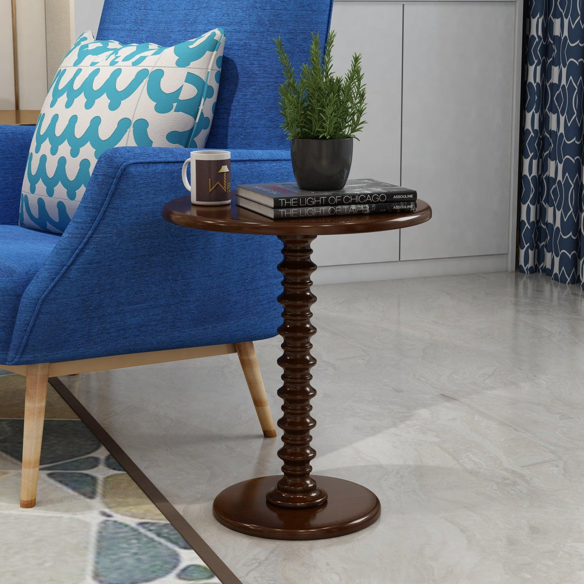 Spindle Design, Walnut Finish