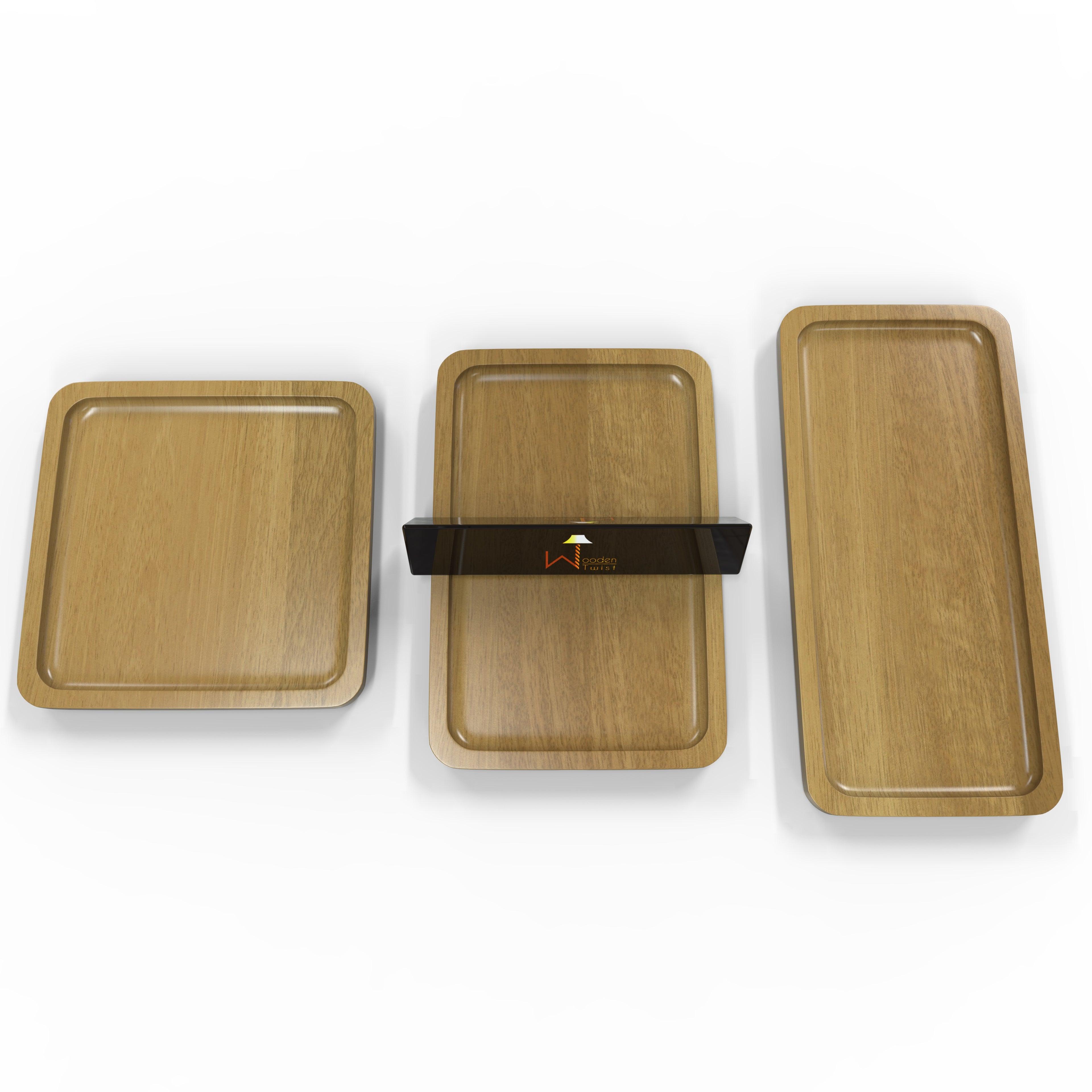 Wooden Serving Tray Plate (Set of 3) - WoodenTwist