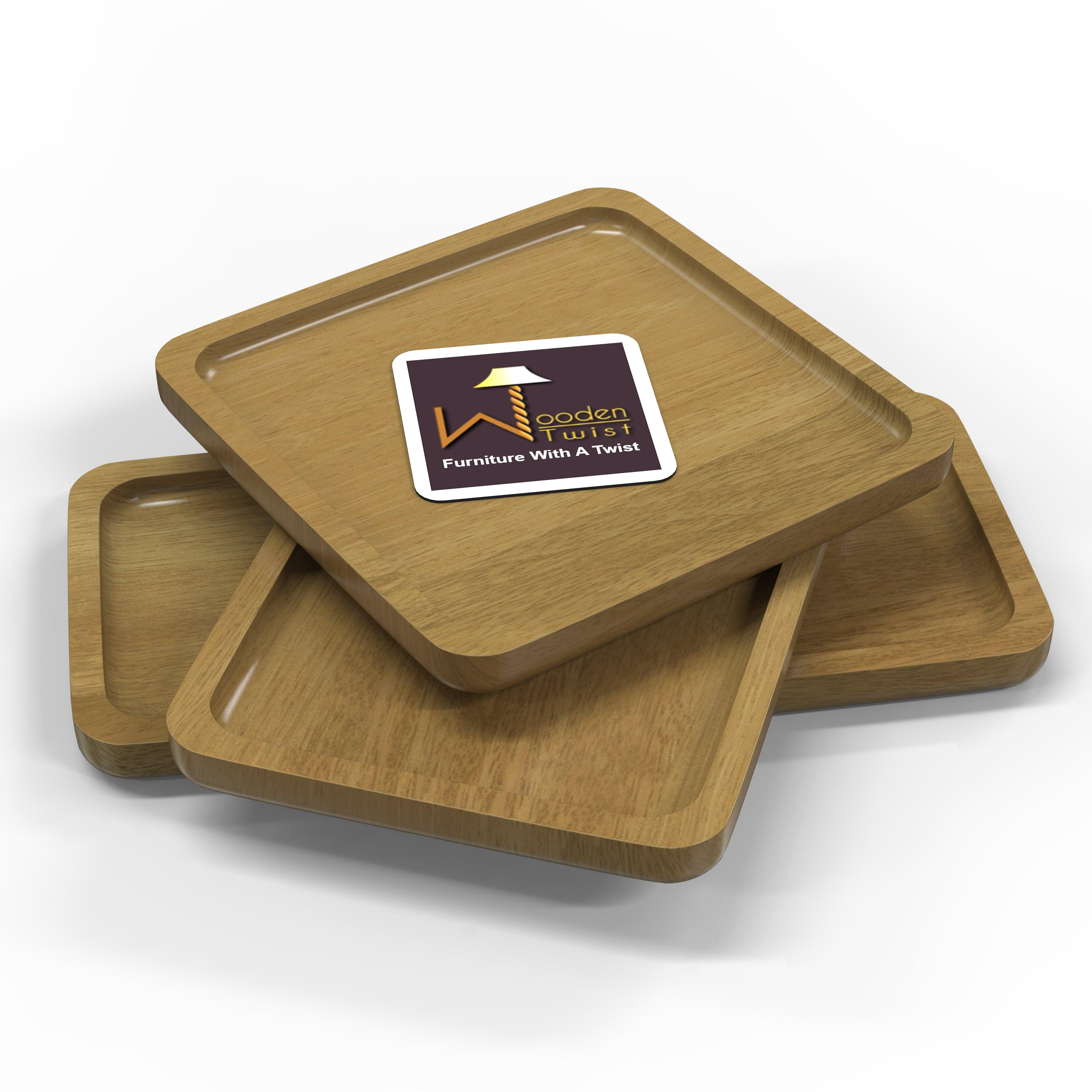 Wooden Serving Tray Plate (Set of 3) - WoodenTwist