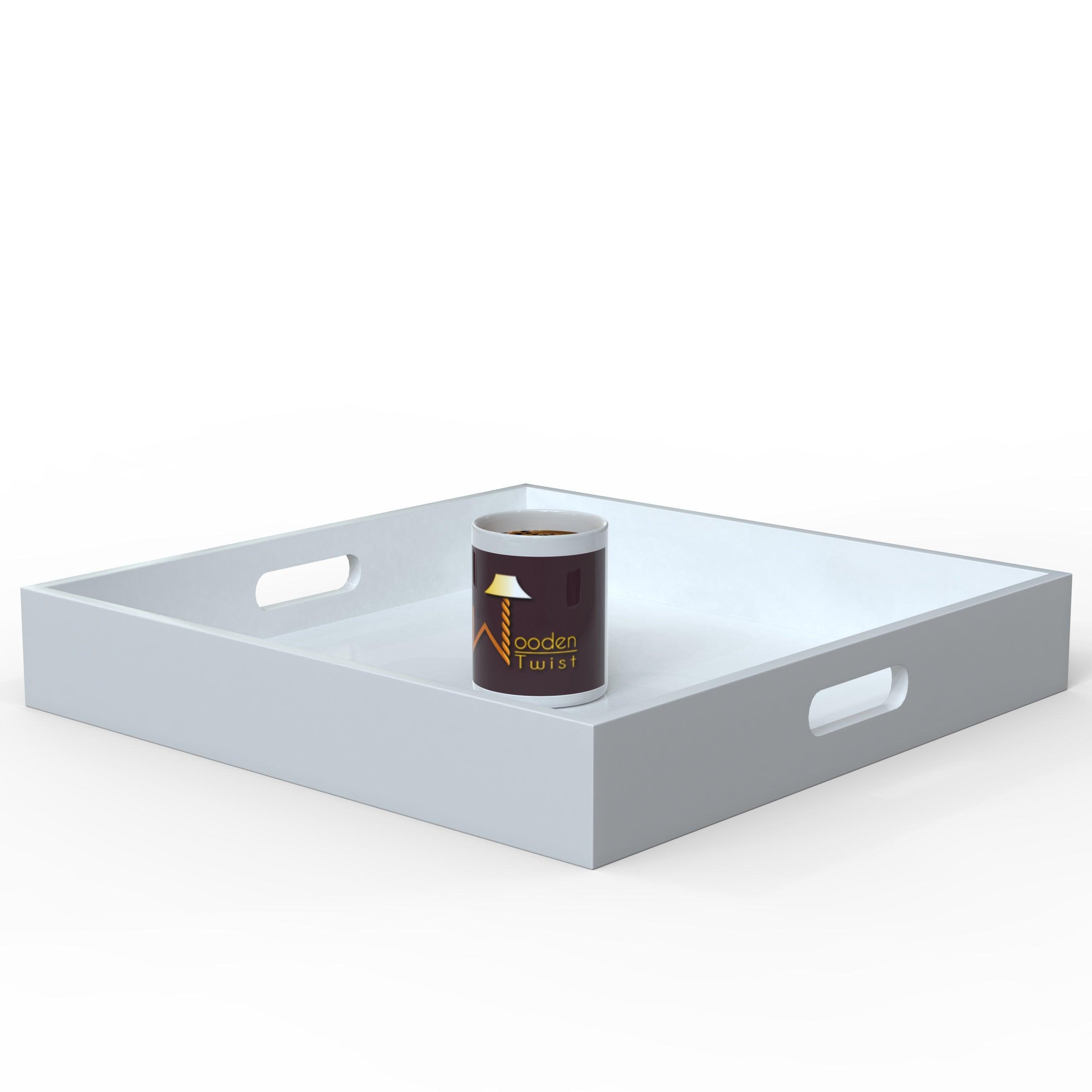 MDF wood tea & coffee serving tray in White, view 8