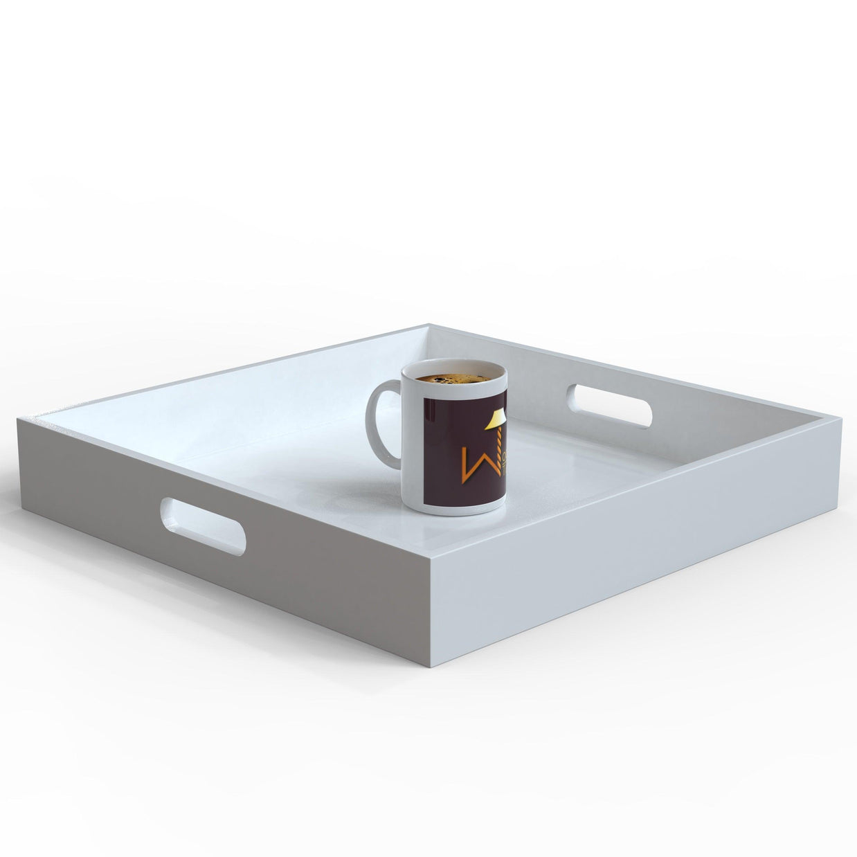 MDF wood tea & coffee serving tray in White, view 10