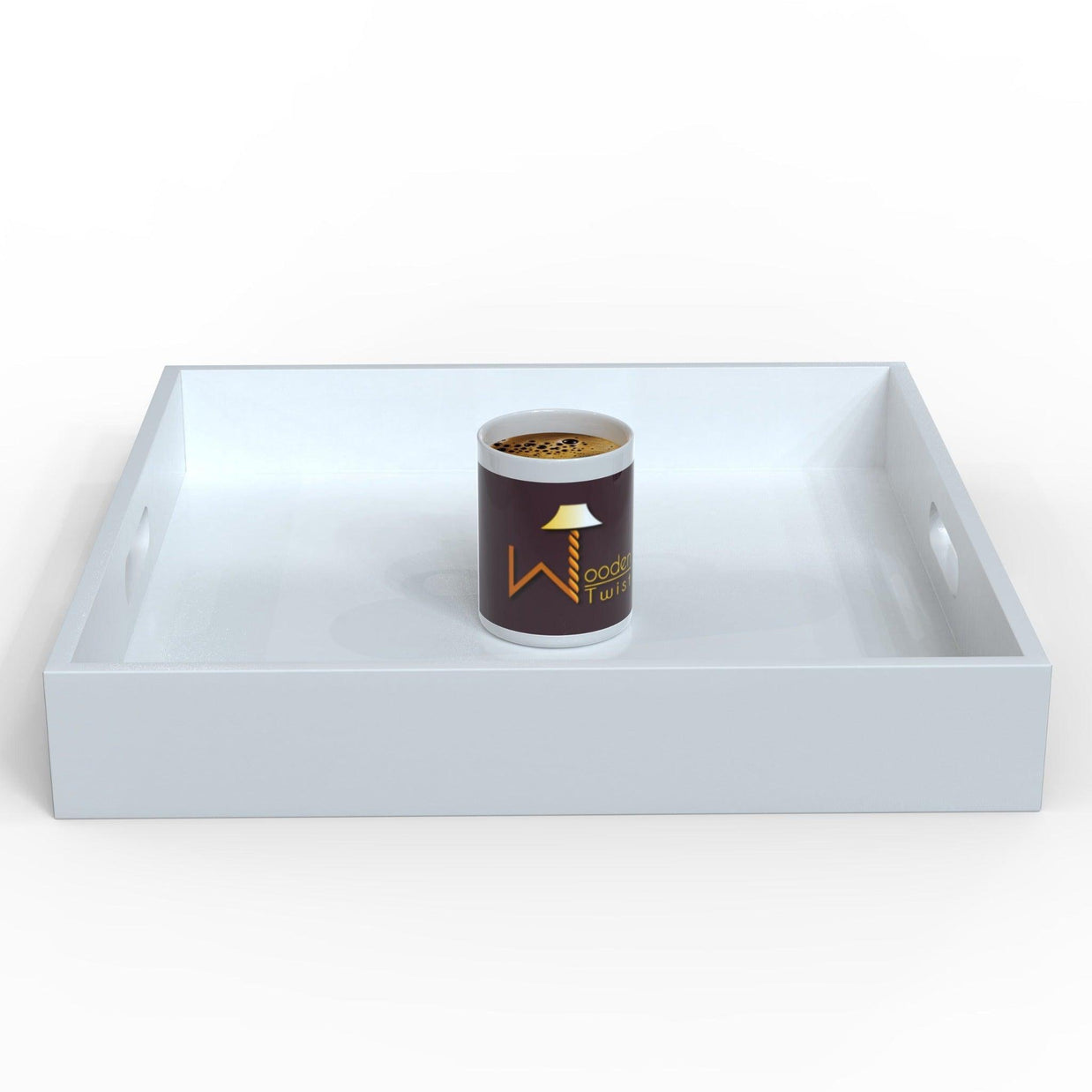 MDF wood tea & coffee serving tray in White, view 9