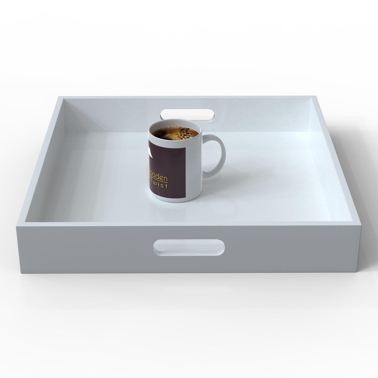 MDF wood tea & coffee serving tray in White, view 7
