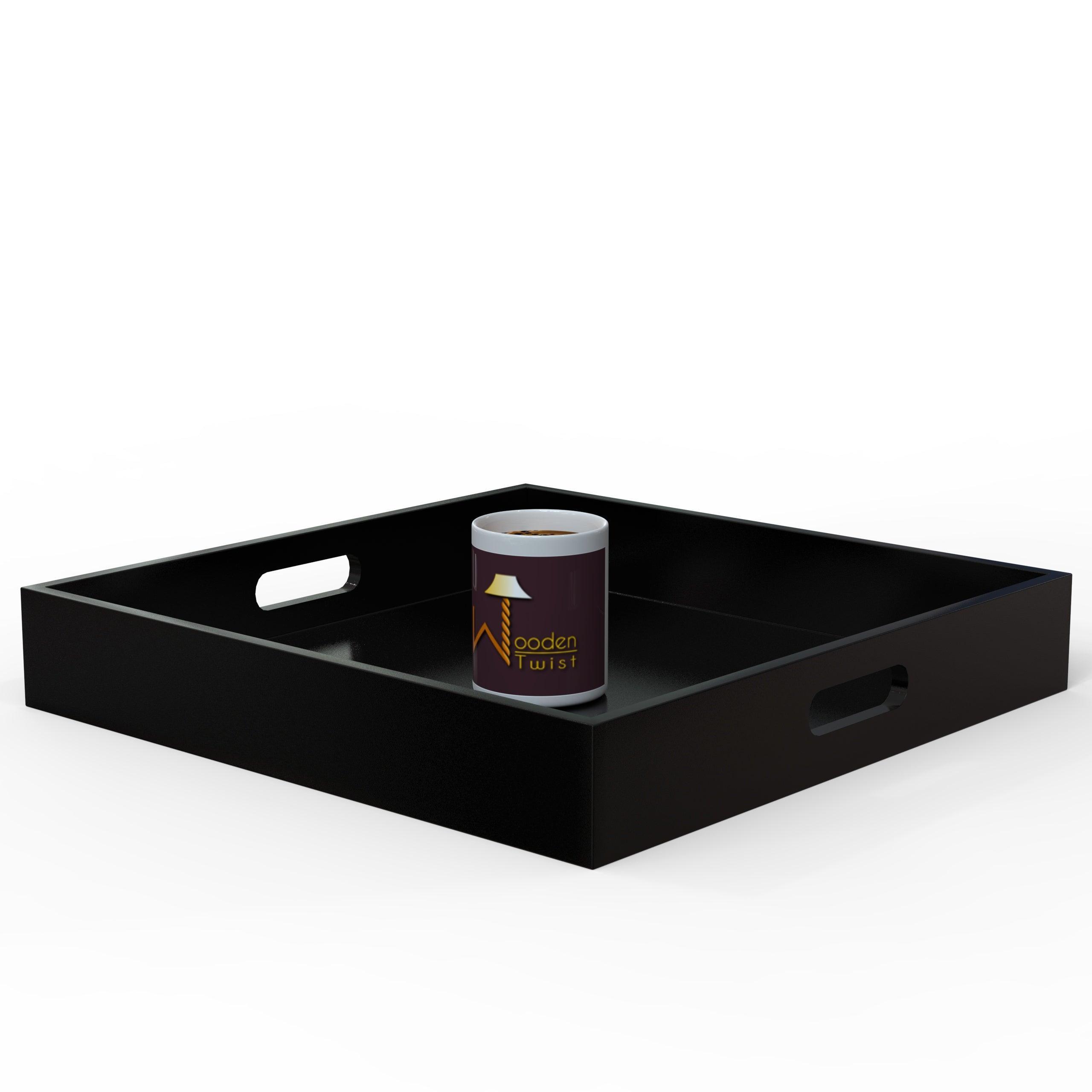 MDF wood tea & coffee serving tray in White, view 4
