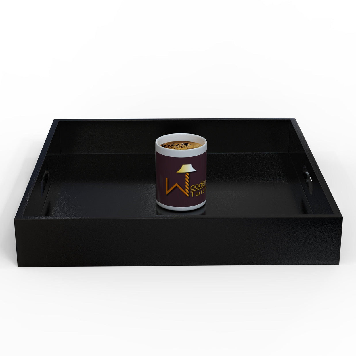 MDF wood tea & coffee serving tray in White, view 2