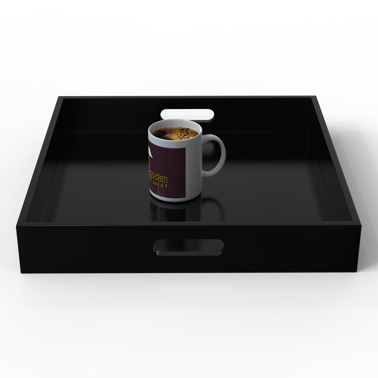MDF wood tea & coffee serving tray in White, view 3