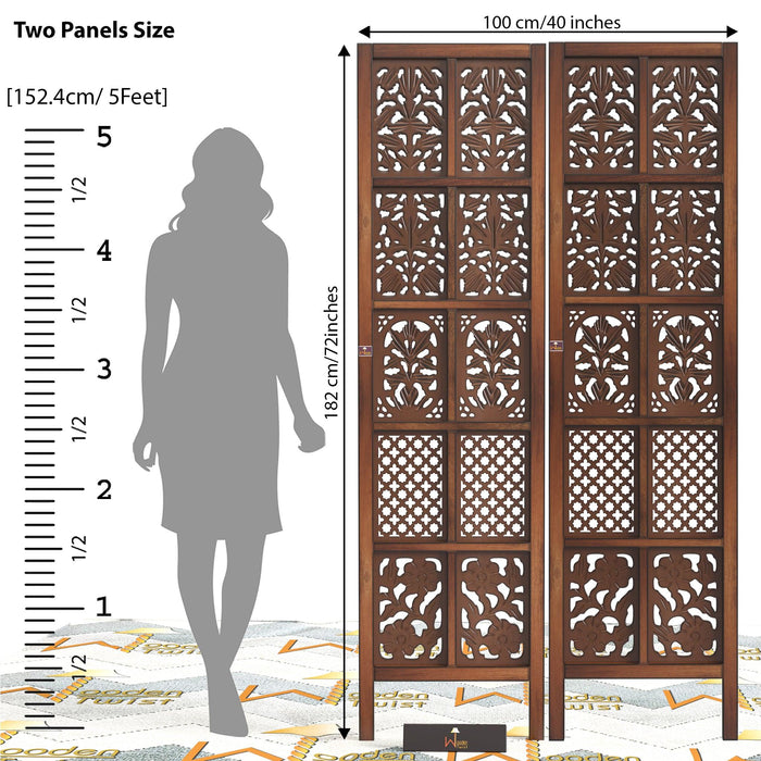 Solid Wood Room Divider (2 Panels) - WoodenTwist