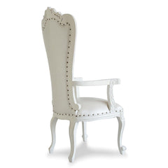 Luxurious High Back Throne Chair (Silver) - WoodenTwist