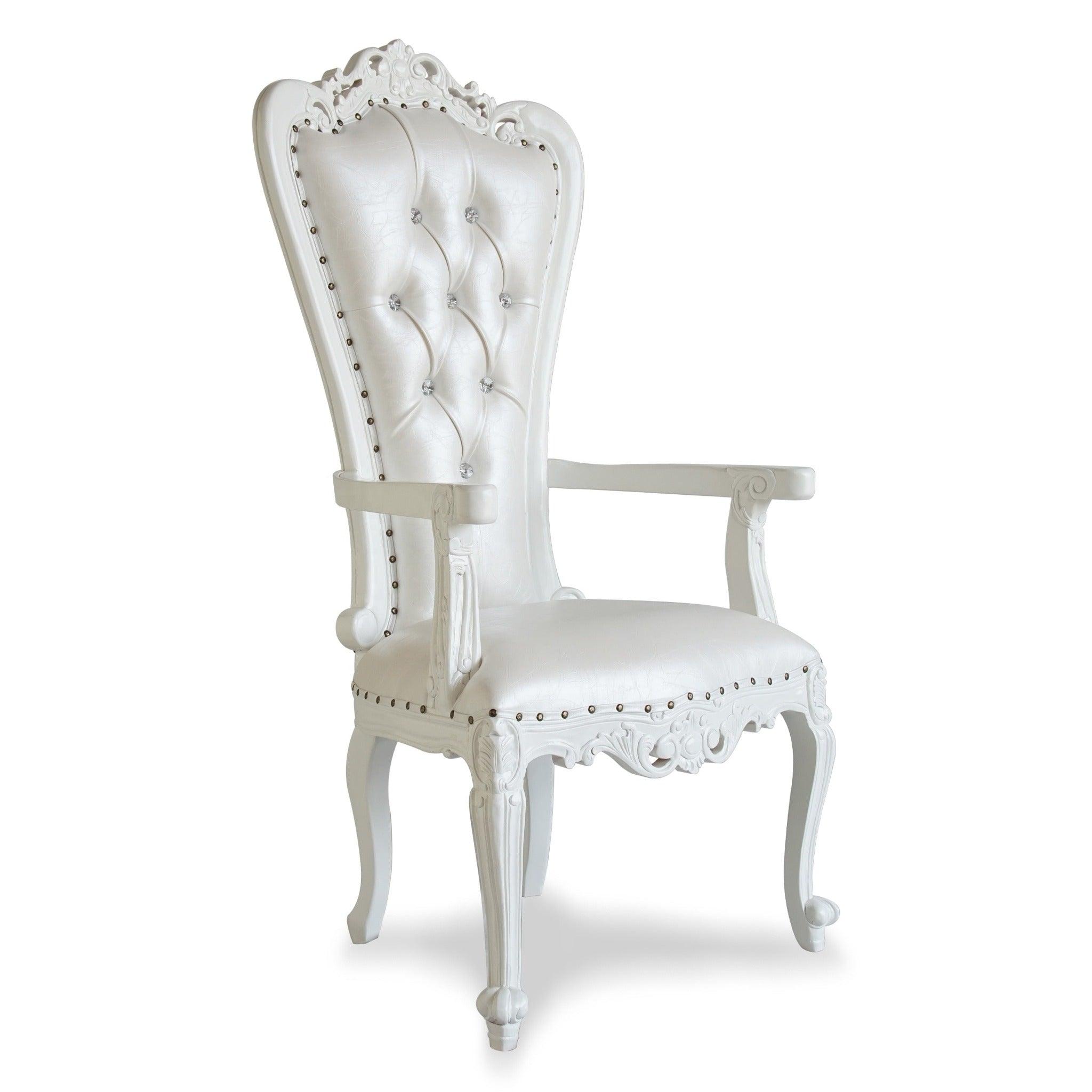 Luxurious High Back Throne Chair (Silver) - WoodenTwist