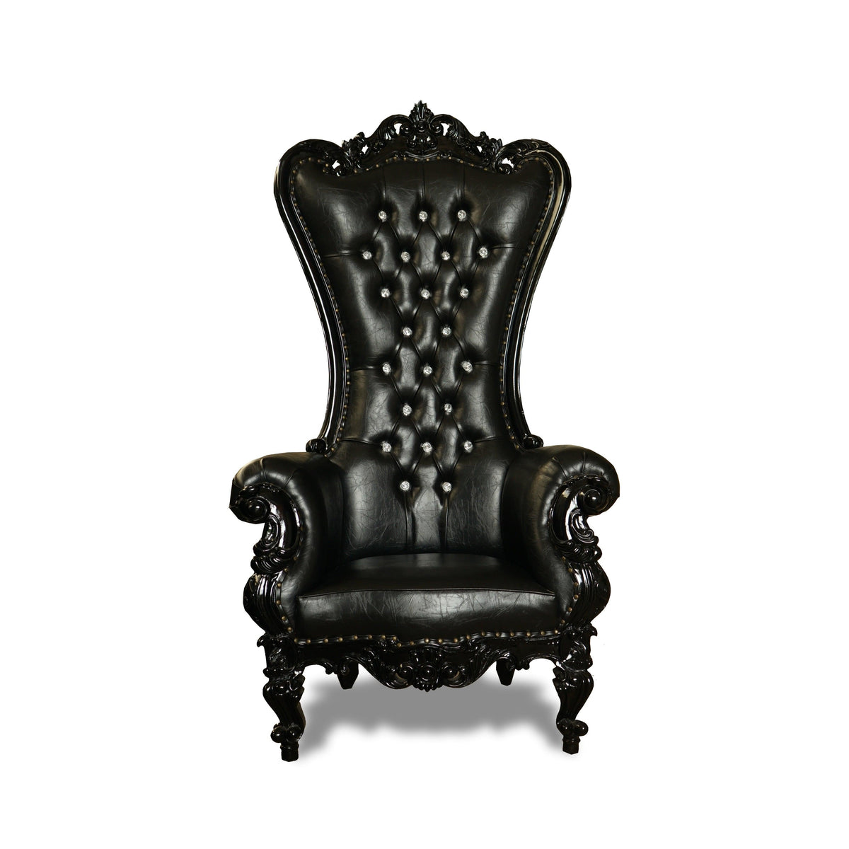 Buy Luxury Wedding High Back Throne Chair Leather (Black) Online at ...