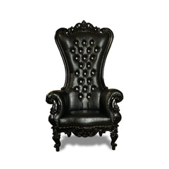 Luxury Wedding High Back Throne Chair Leatherette (Black) - WoodenTwist