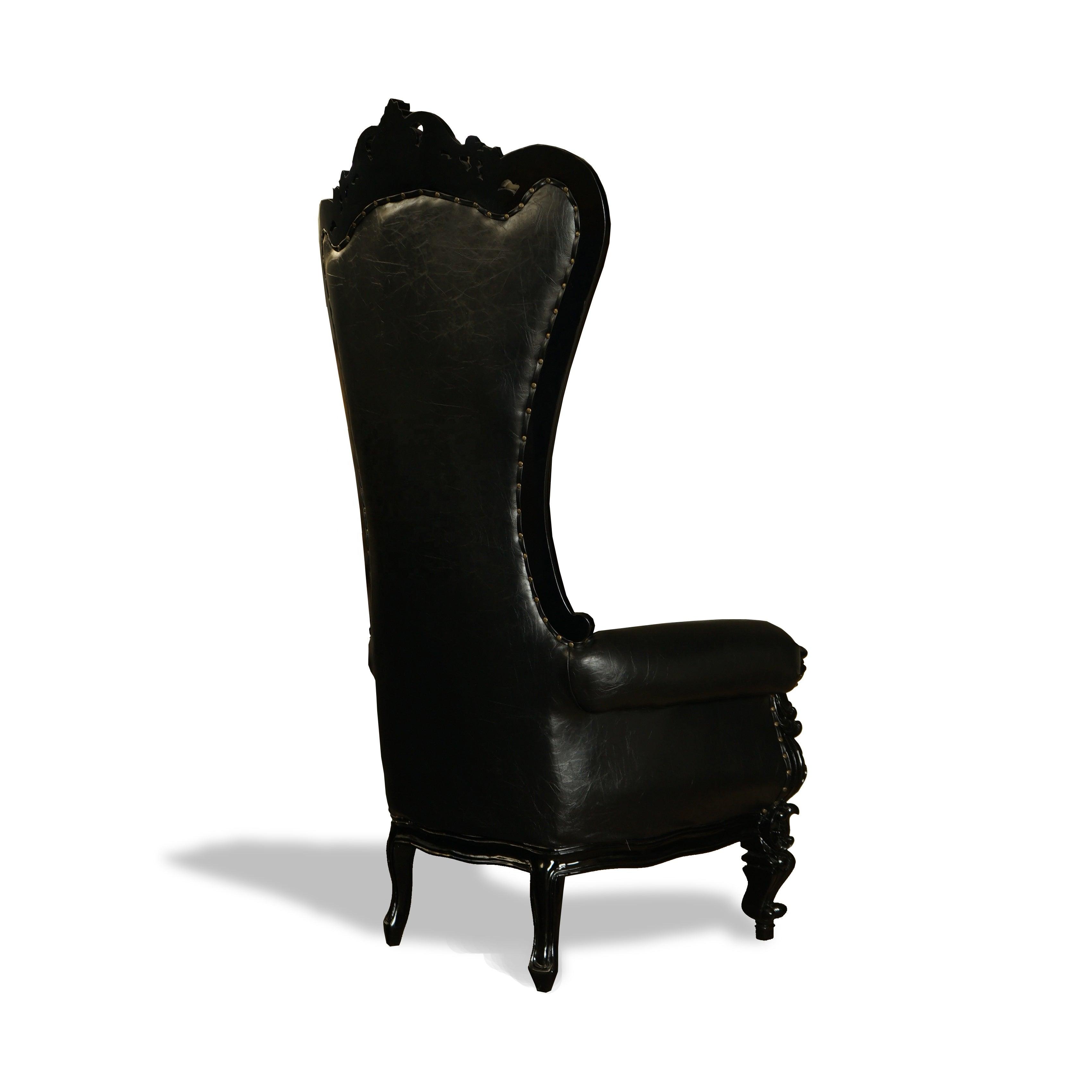 Luxury Wedding High Back Throne Chair Leatherette (Black) - WoodenTwist