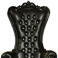 Luxury Wedding High Back Throne Chair Leatherette (Black) - WoodenTwist