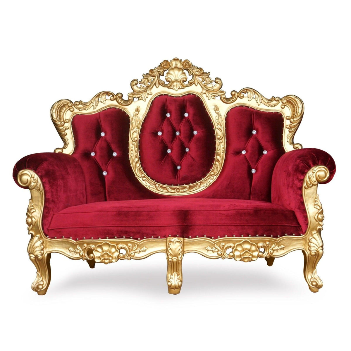 Love Seat Wedding Golden High Back Throne Chair (2 Seater) - WoodenTwist