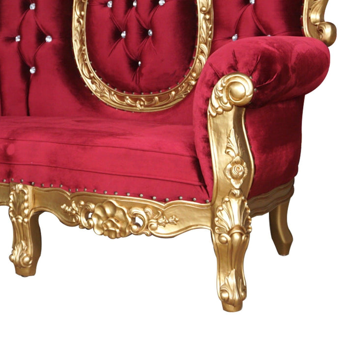 Love Seat Wedding Golden High Back Throne Chair (2 Seater) - WoodenTwist