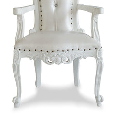 Luxurious High Back Throne Chair (Silver) - WoodenTwist