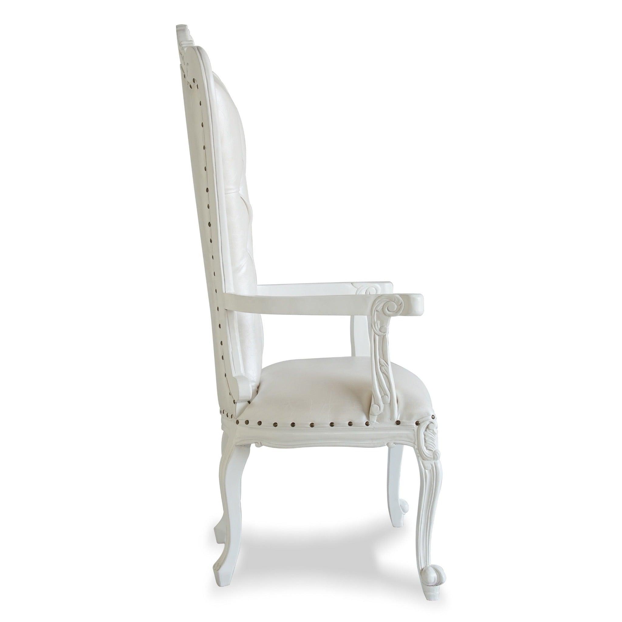 Luxurious High Back Throne Chair (Silver) - WoodenTwist