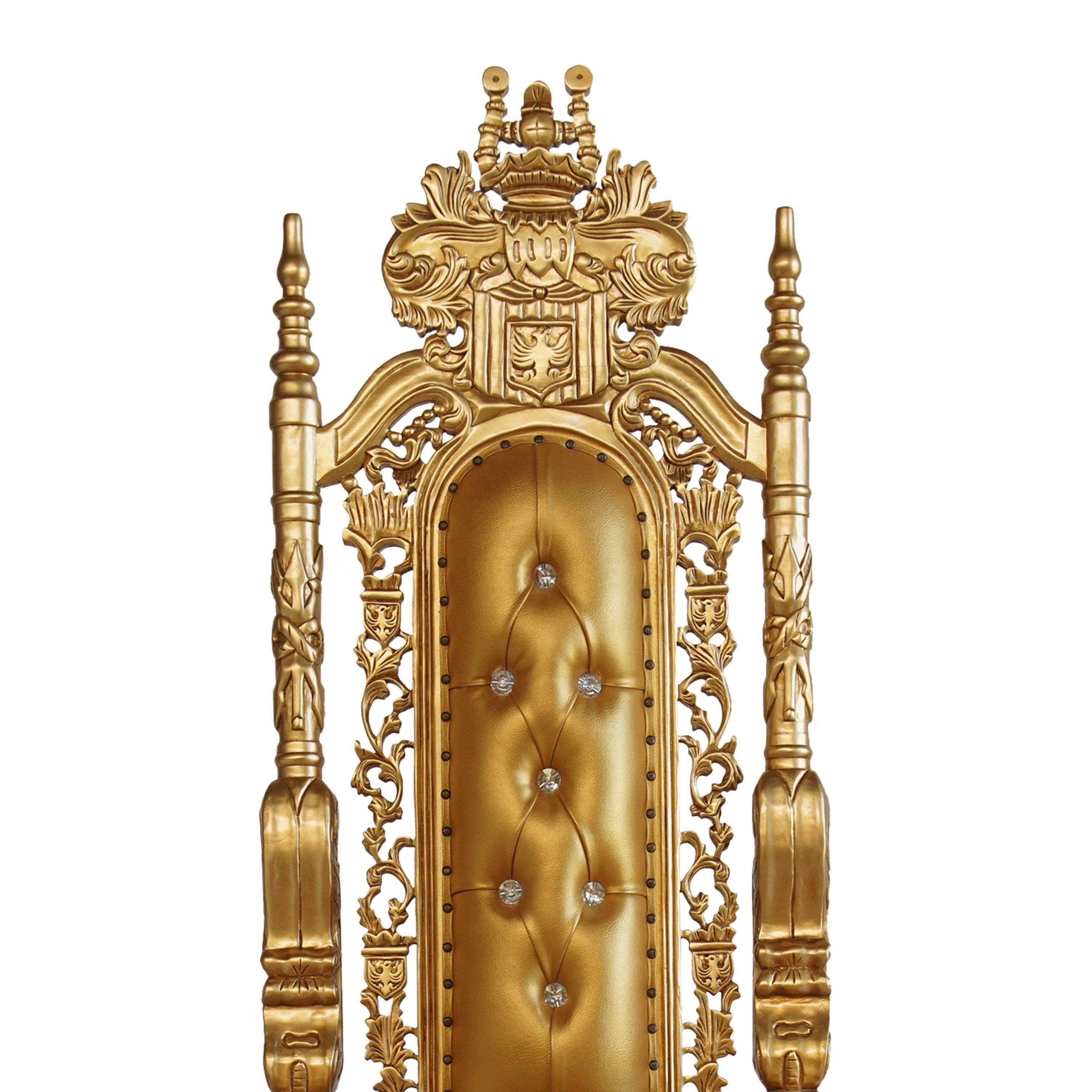 Luxurious High Back Throne Chair (Golden) - WoodenTwist