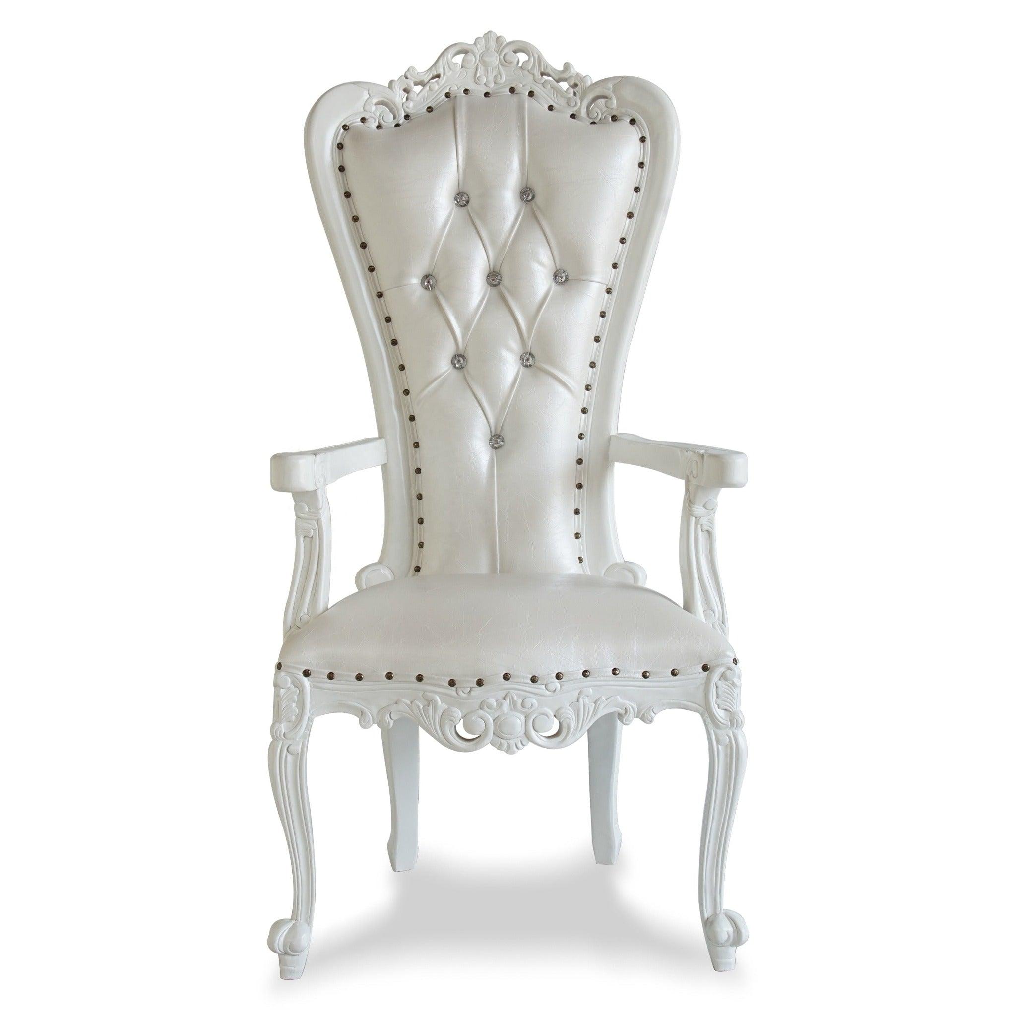 Luxurious High Back Throne Chair (Silver) - WoodenTwist