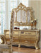 Royal Gold Luxury Hand Carved Wooden Teak Wood Dressing Table with Mirror And 6 Drawers - WoodenTwist