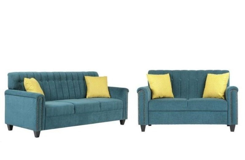 Contemporary Style Sofa Set In Blue Color - WoodenTwist