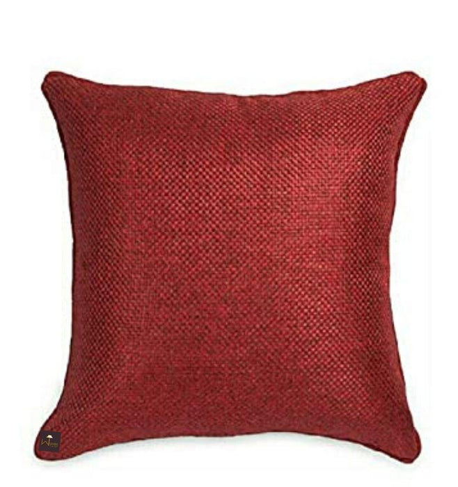 Maroon Color Jute Cushion Covers - WoodenTwist