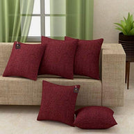 Maroon Color Jute Cushion Covers - WoodenTwist