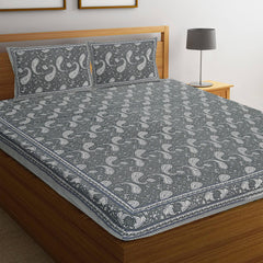 Rajasthani Jaipuri Cotton Block Print Double Bedsheets with 2 Pillow Covers - WoodenTwist