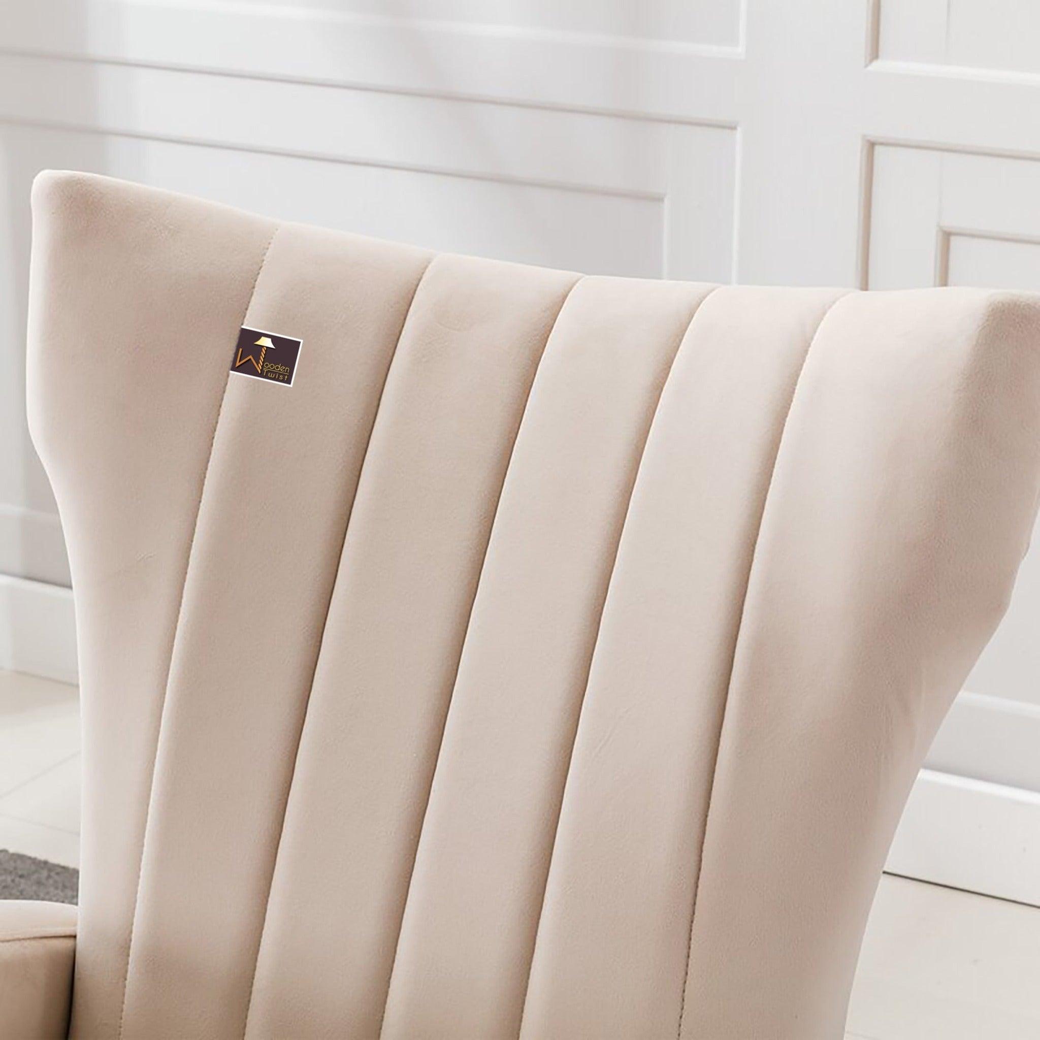 Wooden Velvet Accent Rocking Chair (Beige)