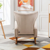 Wooden Velvet Accent Rocking Chair (Beige)
