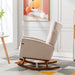 Wooden Velvet Accent Rocking Chair (Beige)