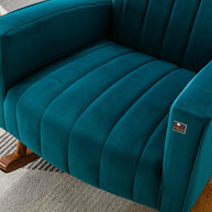 Wooden Velvet Accent Rocking Chair (Teal) - WoodenTwist