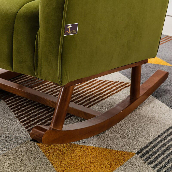 Wooden Velvet Accent Rocking Chair (Green) - WoodenTwist