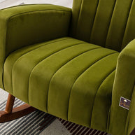 Wooden Velvet Accent Rocking Chair (Green) - WoodenTwist