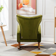 Wooden Velvet Accent Rocking Chair (Green) - WoodenTwist