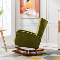 Wooden Velvet Accent Rocking Chair (Green) - WoodenTwist