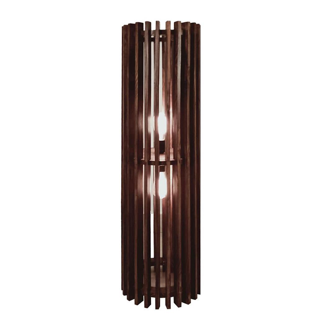 Ventus Duo Wooden Floor Lamp With Brown Base - WoodenTwist