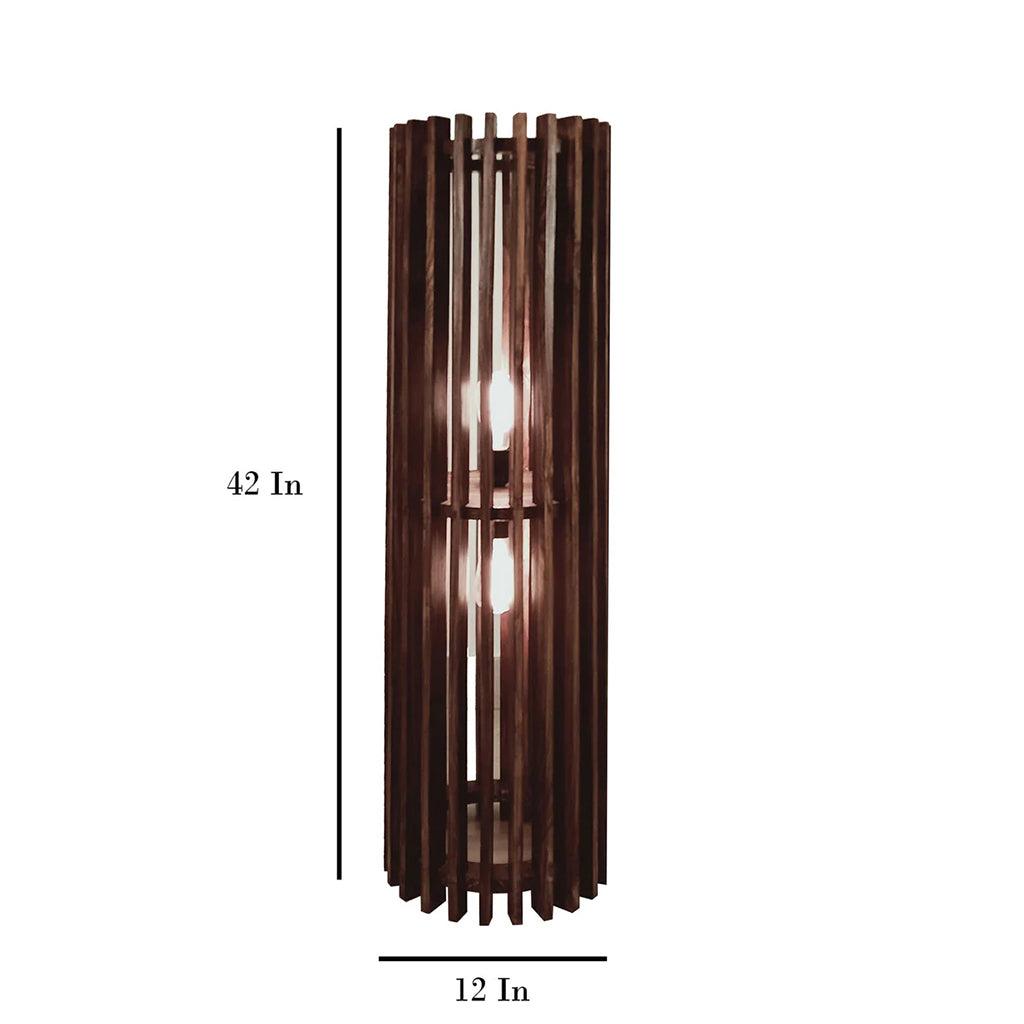 Ventus Duo Wooden Floor Lamp With Brown Base - WoodenTwist