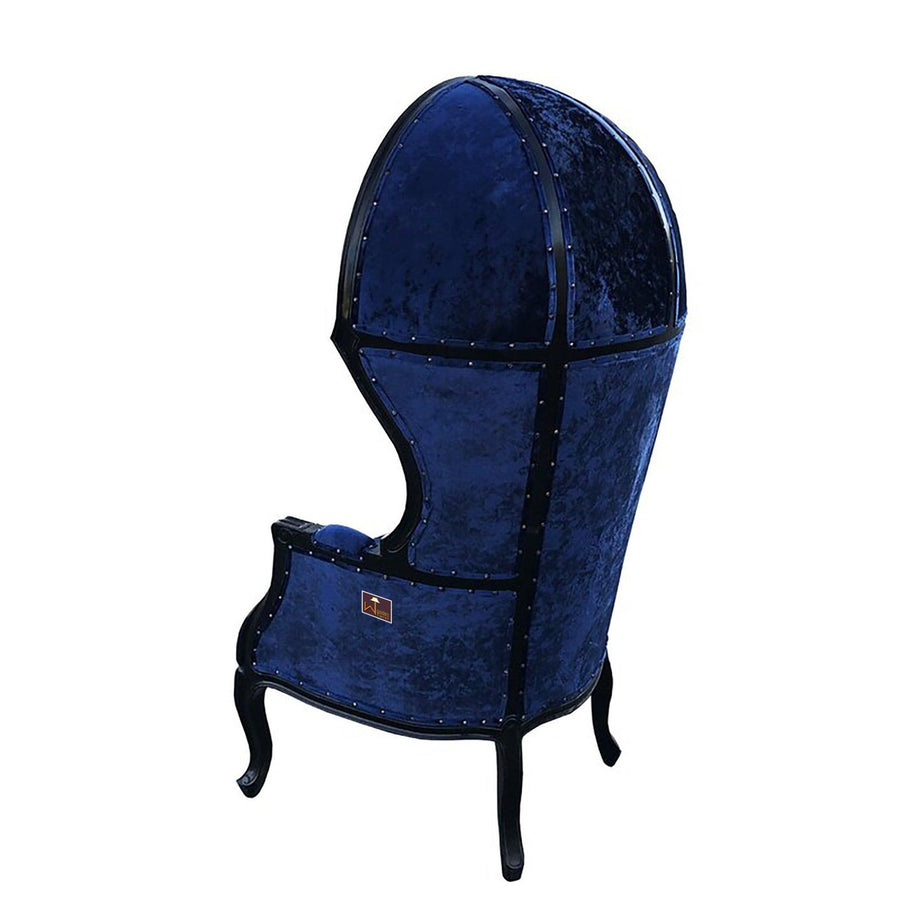 Blue Fabric, Walnut Finish Frame