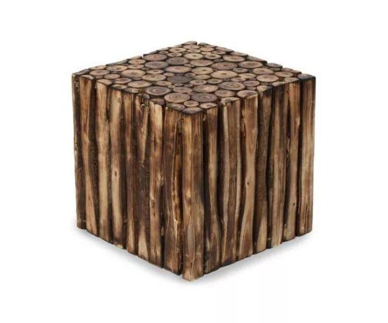 Wooden Square Shape Stool Cum Table, hollow wood block build
