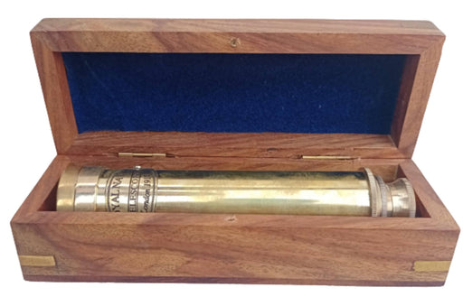 Brass Telescope with Solid Wood Box Handmade Brass Telescope with Lens Cover - WoodenTwist