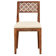 Premium Teak Wood Designer Dining Table With Cushioned Chair - WoodenTwist