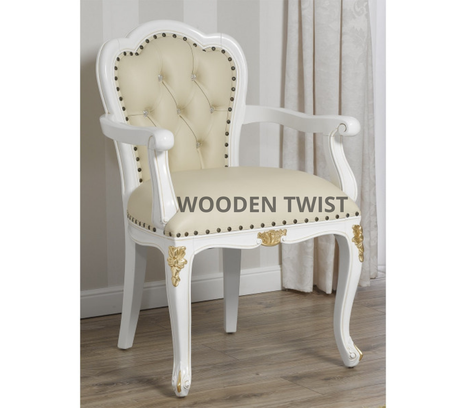 Sessel Teak Wood Arm Chair (White)