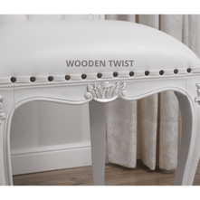 Kreslo Teak Wood Tufted Accent Chair for Living Room (White) - decor setting