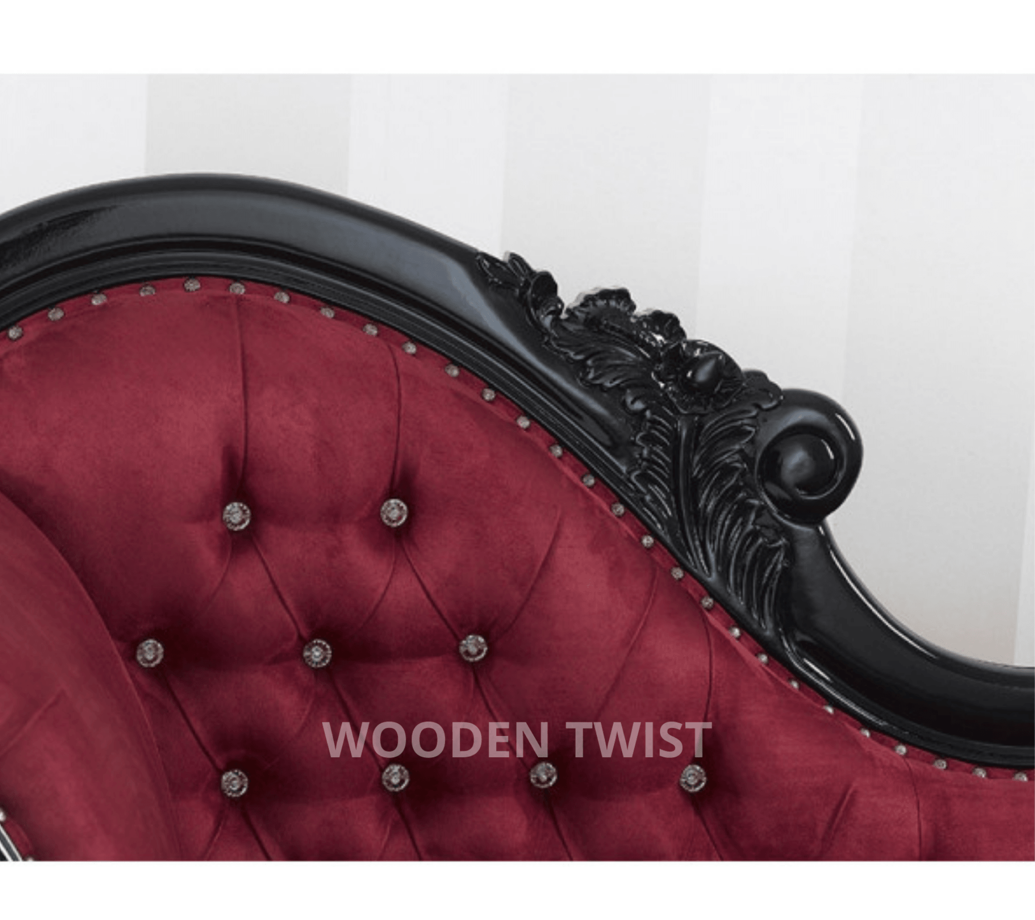 Modish Teak Wood Handcrafted Deewan Chaise Lounge Black Finish - lounge view