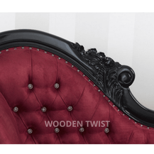 Modish Teak Wood Handcrafted Deewan Chaise Lounge Black Finish - lounge view