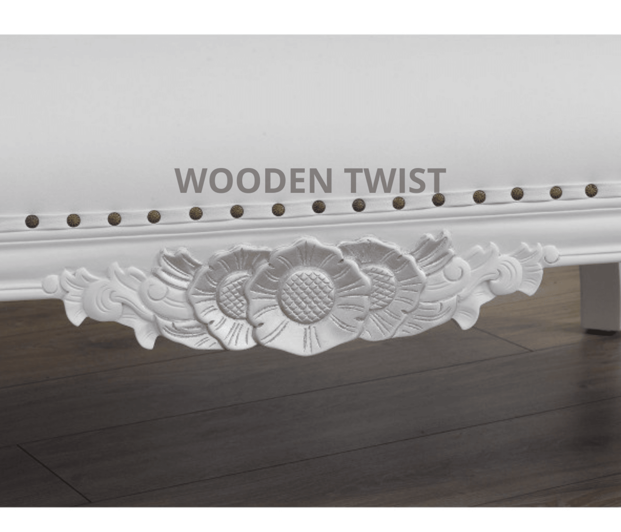 Magnificent Teak Wood Handcrafted Deewan Chaise Lounge White Silver - decor setting